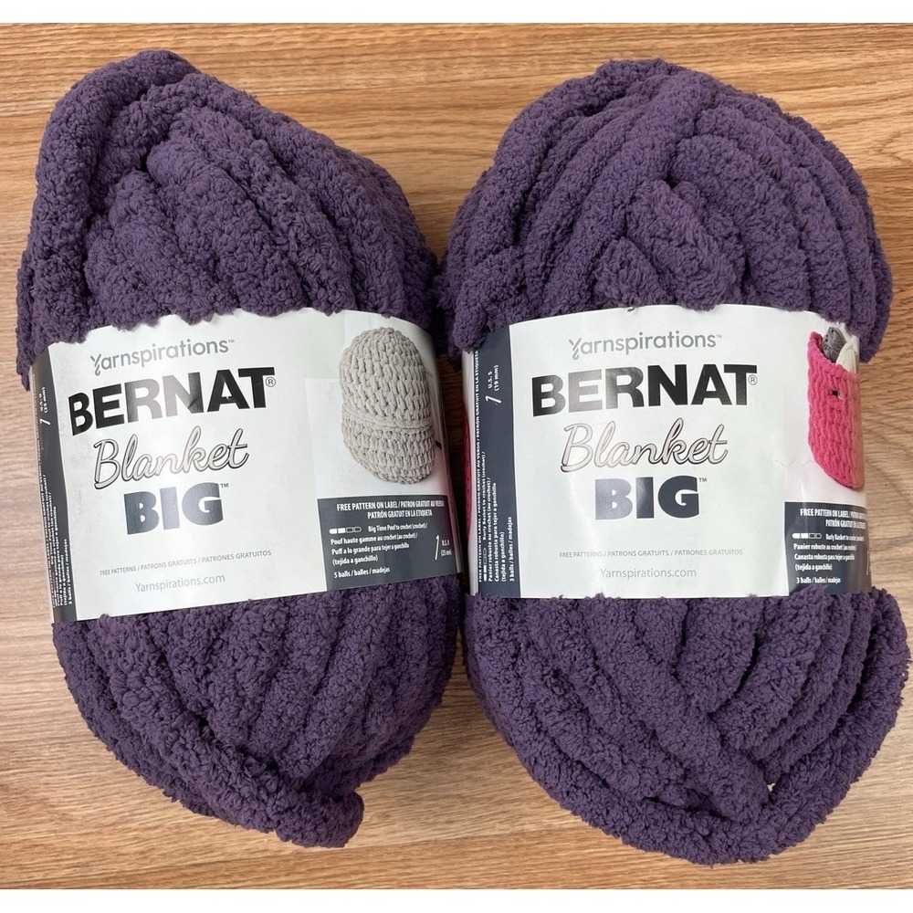 Lot of 2 Skeins Bernat Blanket Big Yarn Amethyst 51025, Jumbo 7, NEW